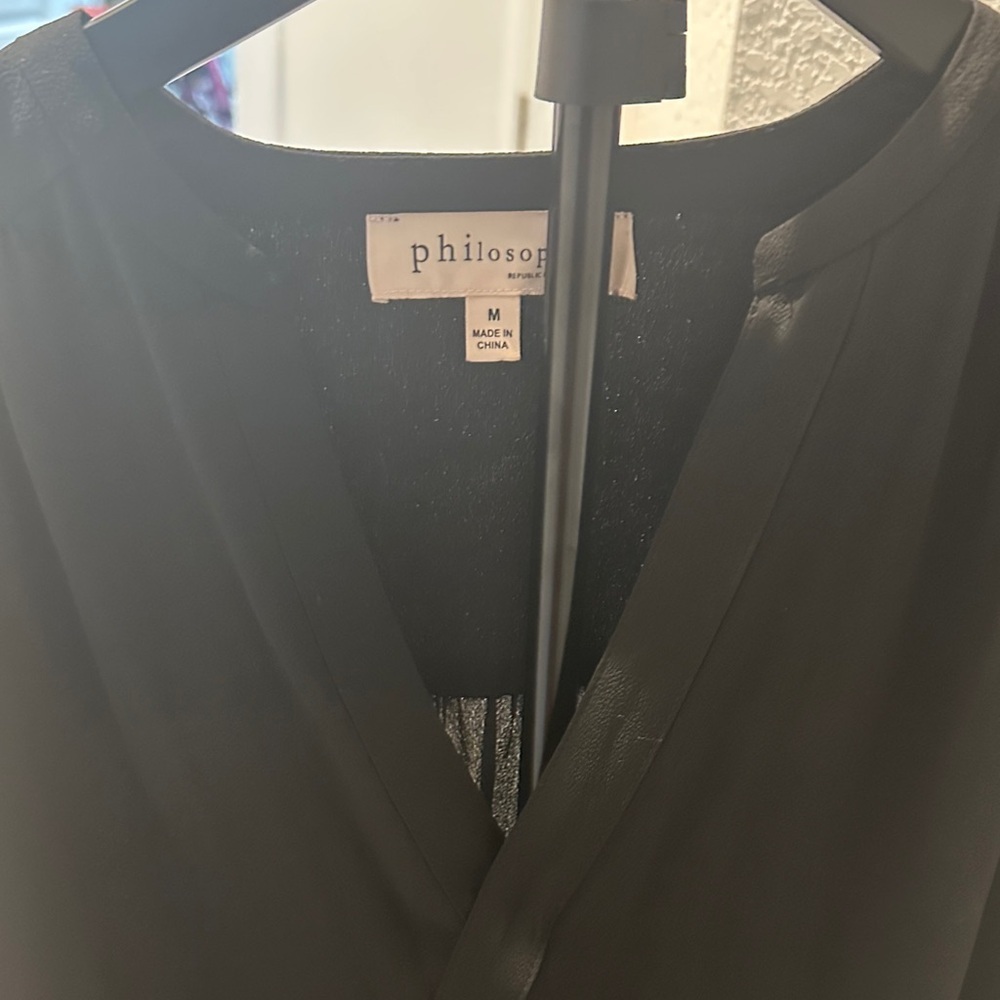 Philosophy Black Wrap-Front Long Sleeve Tunic - Picture 4 of 5